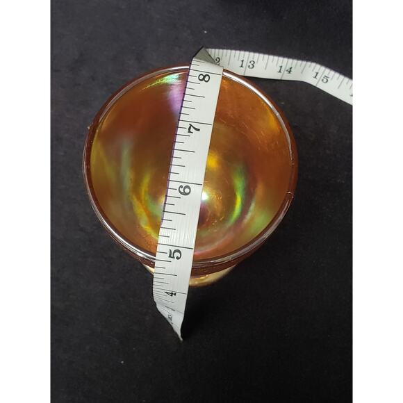 Vintage Imperial Crackle Marigold Carnival Glass Goblet Tumbler Wine Candy Dish - Picture 7 of 8